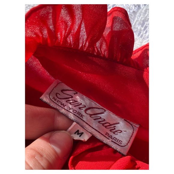 Vintage Red Ruffled Blouse - Picture 6 of 9